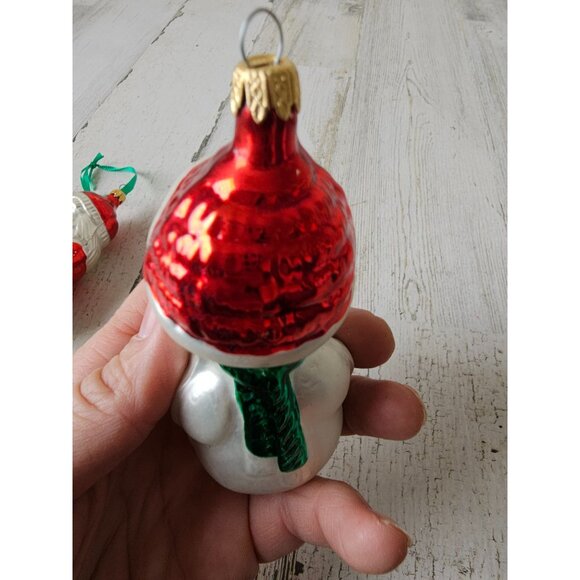 Vintage Columbia snowman Santa glass ornament presents Xmas tree set - Picture 9 of 13